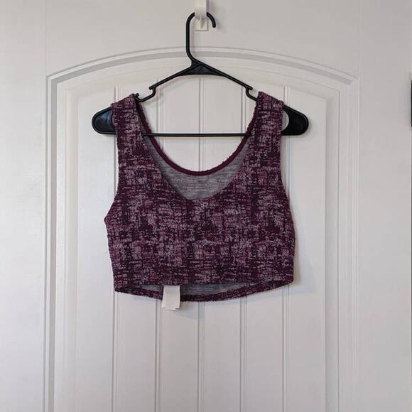 Free Press Marble Knit Crop Top Purple Medium Juniors Tank Summer Casual Scoop - Picture 3 of 5